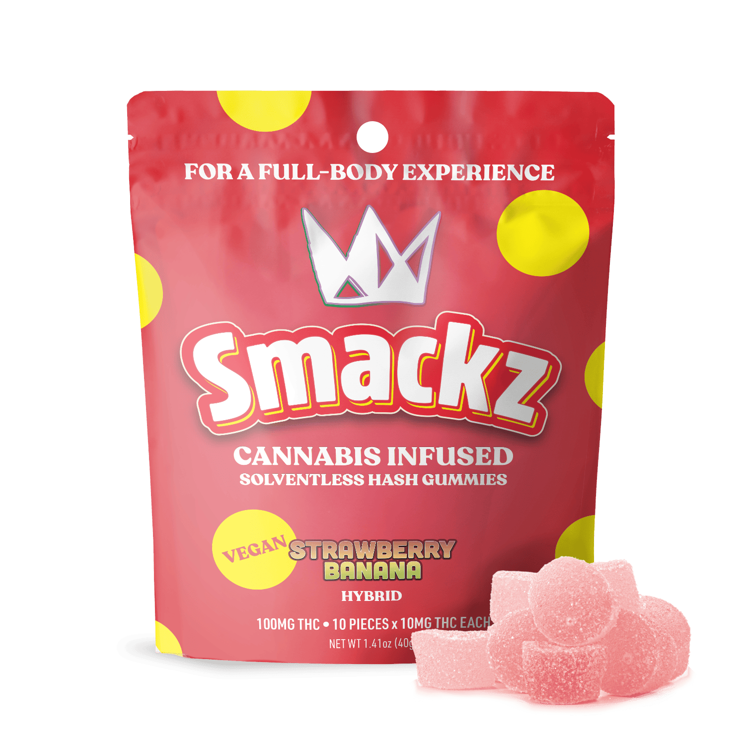 Strawberry Banana Flavored Solventless Gummies - 10x 10mg/gummy