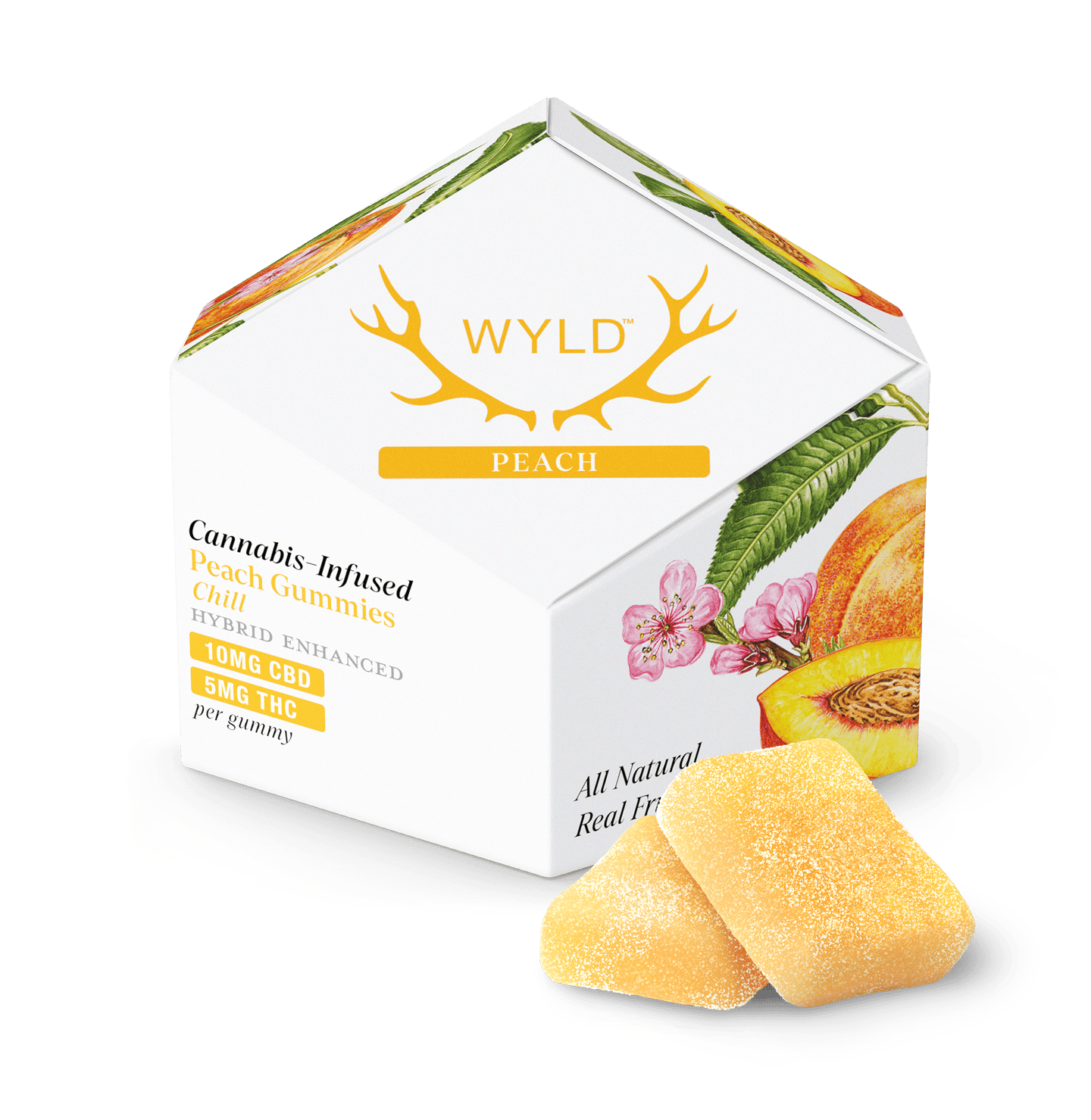 WYLD | Peach 2:1 CBD + Hybrid Enhanced Gummies | 50mg | 10ct | 5mg/ea