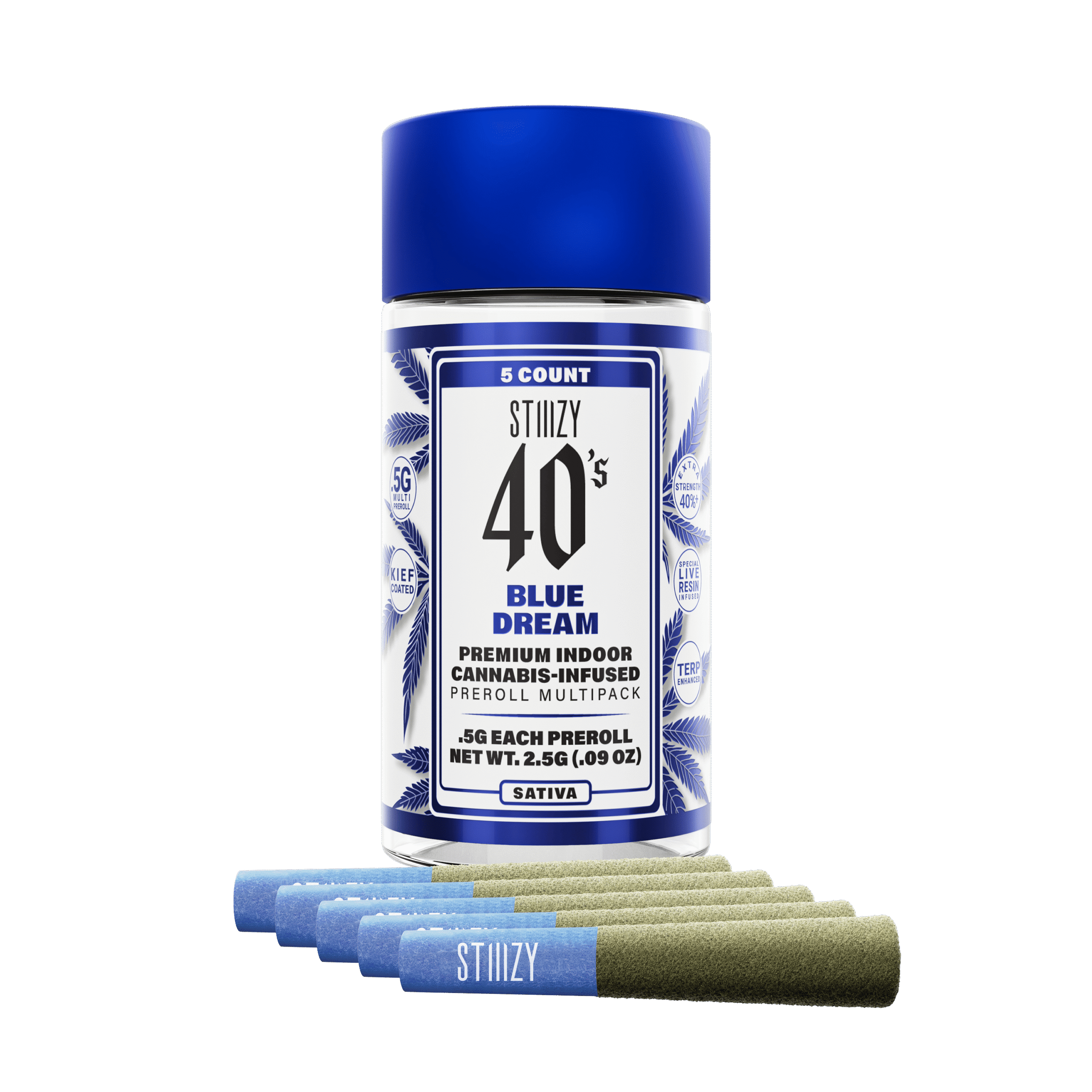 - BLUE DREAM - .5G 40's Infused Preroll 5 Pack